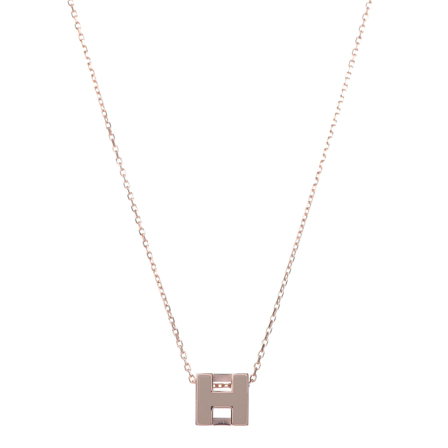 Hermes Rose Gold Lacquered Cage d'H Necklace Marron Glace 1 of 7