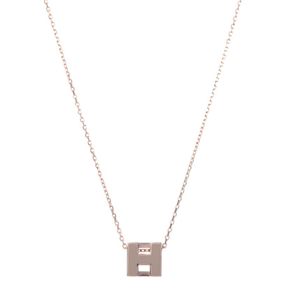 Hermes Rose Gold Lacquered Cage d'H Necklace Marron Glace 1 of 7
