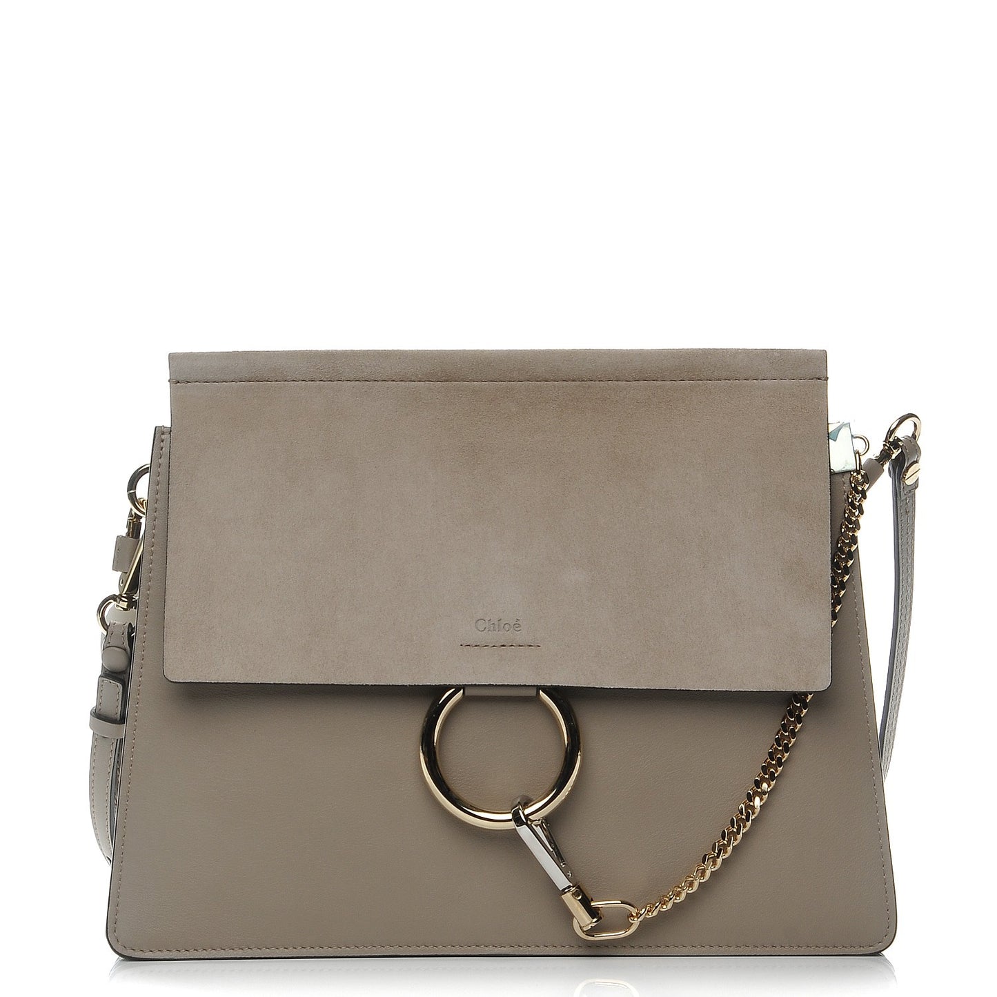 Calfskin Suede Medium Faye Shoulder Bag Motty Grey