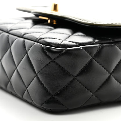 Chanel Lambskin Mini Square Flap Black Khaki 10 of 10