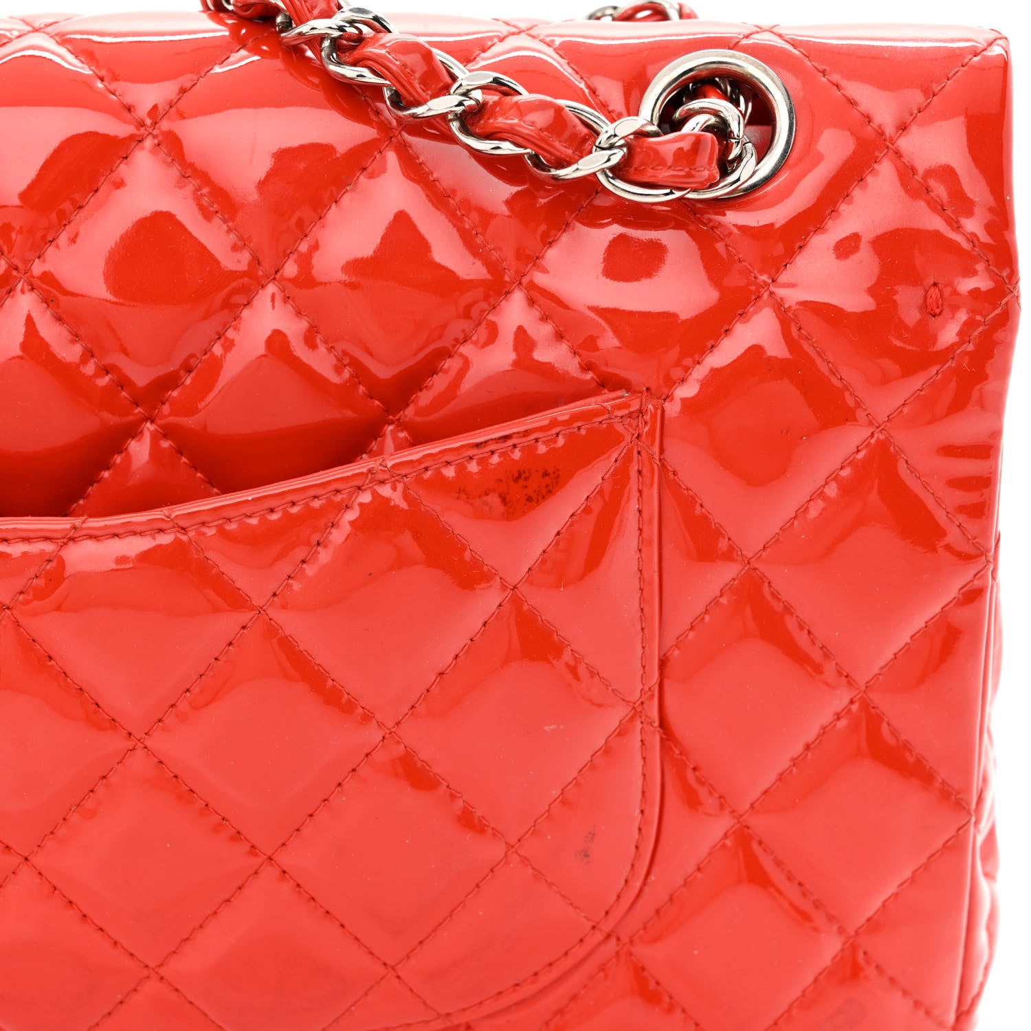 Chanel Patent Calfskin Quilted Medium Double Flap Red 17 of 18