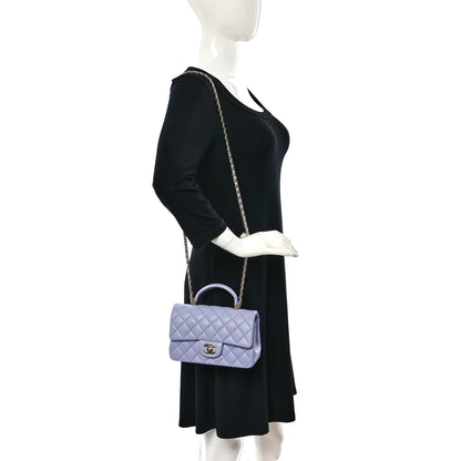 Chanel Lambskin Quilted Mini Top Handle Rectangular Flap Light Purple 2 of 9