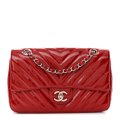 Chanel Patent Chevron Quilted Medium Single Flap Red 1 of 11