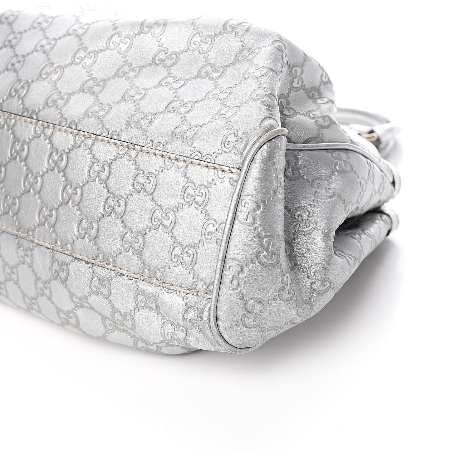 Metallic Guccissima Medium Sukey Tote Silver