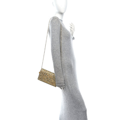 Christian Dior Calfskin Satin Bead Embroidery Lady Dior Clutch Gold Yellow 2 of 11