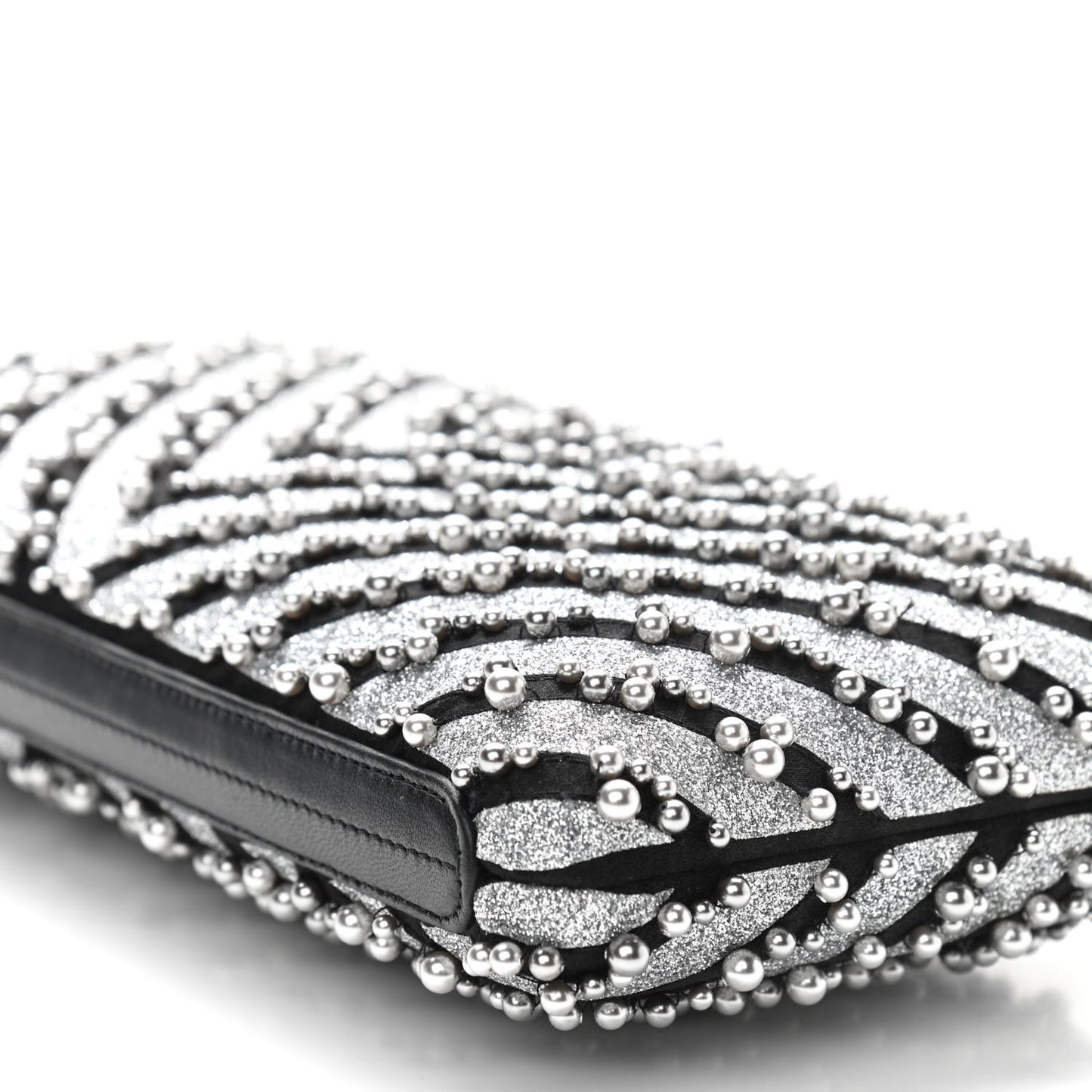 Mixed Fibers Pearl Evening Clutch Silver Black