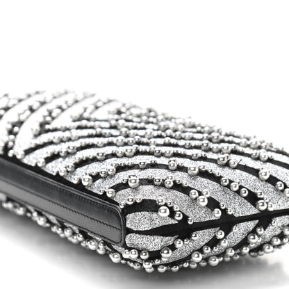 Chanel Mixed Fibers Pearl Evening Clutch Silver Black 10 of 11