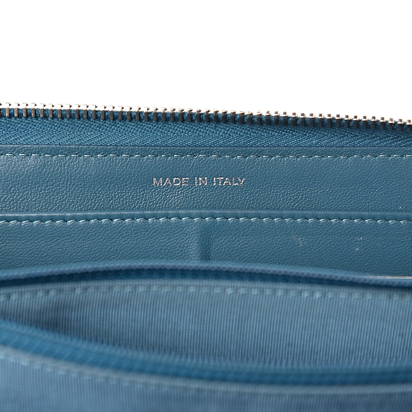 Lambskin Quilted Large Gusset Zip Around Wallet Turquoise