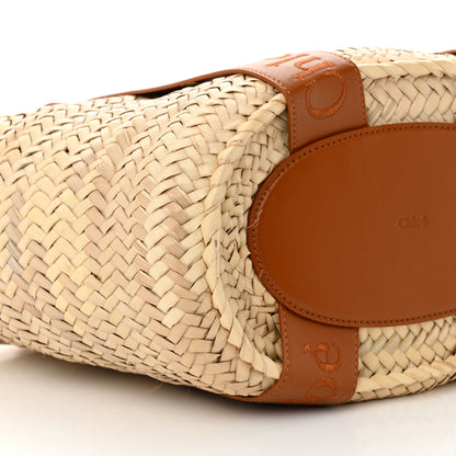 Chloe Raffia Smooth Calfskin Medium Sense Basket Caramel 8 of 11