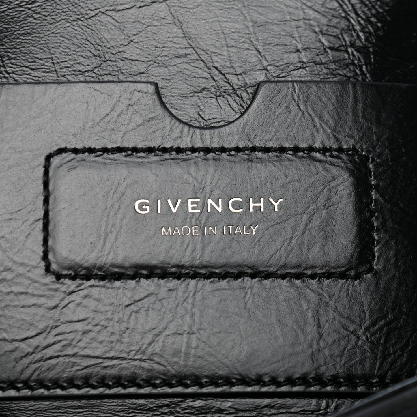 Creased Patent Calfskin Medium ID Flap Black