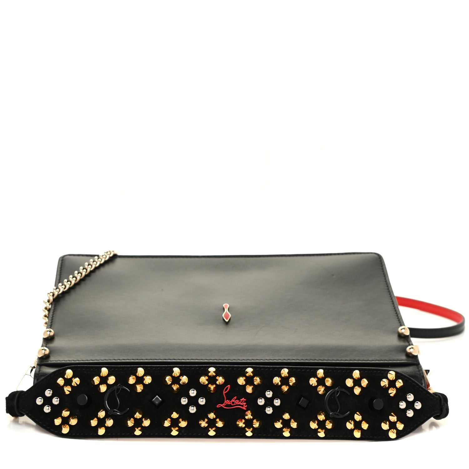 Christian Louboutin Calfskin Loubiblues Paris Clutch Bag Black Multi 11 of 19