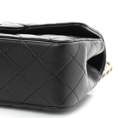 Chanel Lambskin Quilted Mini Lion Charm Top Handle Rectangular Flap Black 10 of 12
