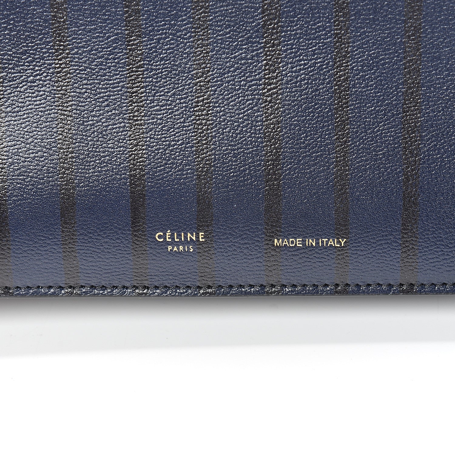 Celine Grained Calfskin Striped Tri-Fold Clutch Midnight 5 of 9