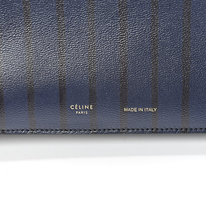 Celine Grained Calfskin Striped Tri-Fold Clutch Midnight 5 of 9