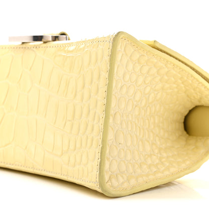 Balenciaga Calfskin Crocodile Embossed Small Hourglass Top Handle Bag Pale Yellow 10 of 14