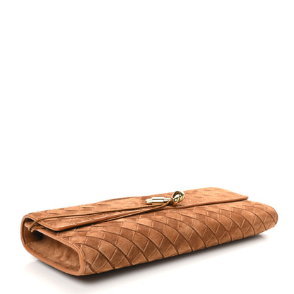Bottega Veneta Suede Intrecciato Long Andiamo Top Handle Clutch Amber 4 of 8