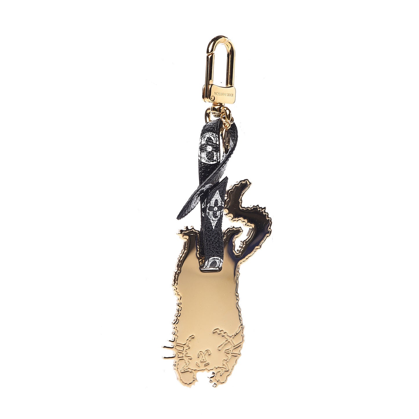 Catogram Flying Cat Bag Charm Key Holder Gold Black