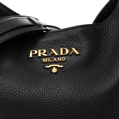 Prada Vitello Daino Hobo Messenger Bag Black 7 of 12