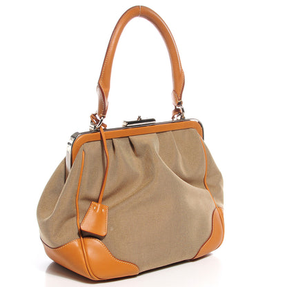 Prada Jacquard Logo Frame Shoulder Bag Corda Cuoio 3 of 10