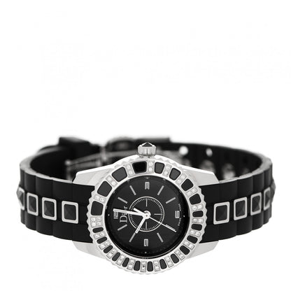 Christian Dior Stainless Steel Rubber Diamond Sapphire 29mm Christal Quartz Watch Black 2 of 4