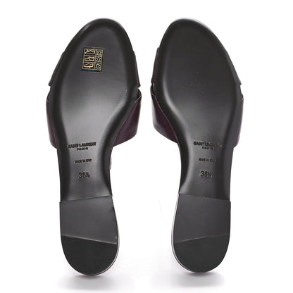 Saint Laurent Incrociato Muriel Bianca Slide Sandals 36.5 Wine Red 5 of 9