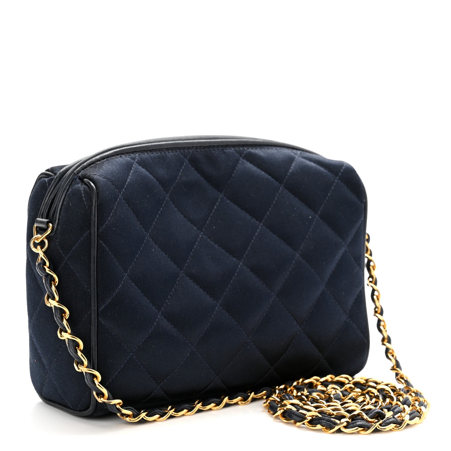 Chanel Satin Diamond Quilted Tassel CC Camera Case Black 3 of 11