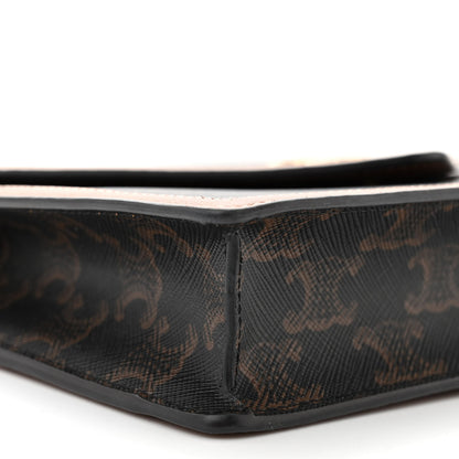 Celine Triomphe Canvas Calfskin Wallet on Chain Tan 9 of 10