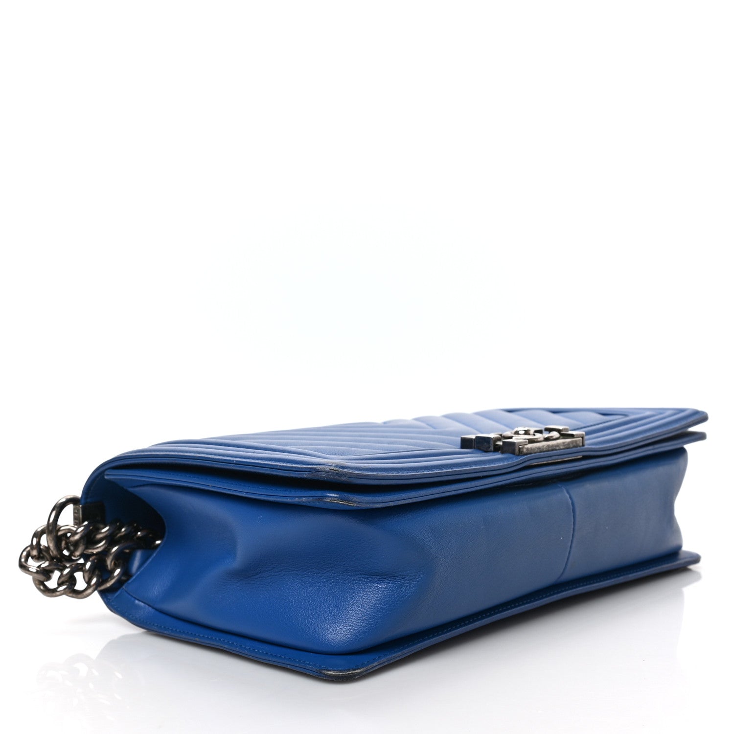 Chanel Lambskin Chevron Quilted New Medium Boy Flap Blue 4 of 8