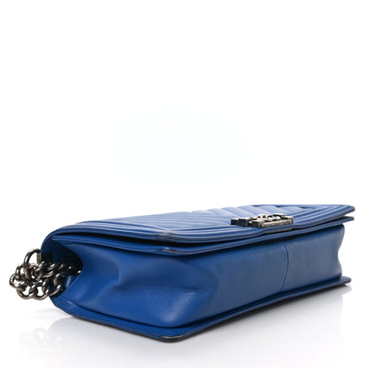 Chanel Lambskin Chevron Quilted New Medium Boy Flap Blue 4 of 8