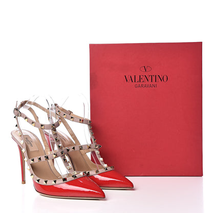 Valentino Garavani Patent Rockstud Ankle Strap 100mm Pumps 41 Rosso Valentino Poudre 8 of 8