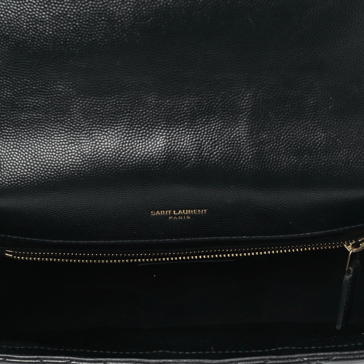 Saint Laurent Grain De Poudre Textured Mixed Matelasse Large Triquilt Monogram Satchel Black 4 of 7