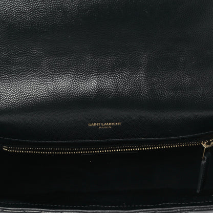 Saint Laurent Grain De Poudre Textured Mixed Matelasse Large Triquilt Monogram Satchel Black 4 of 7