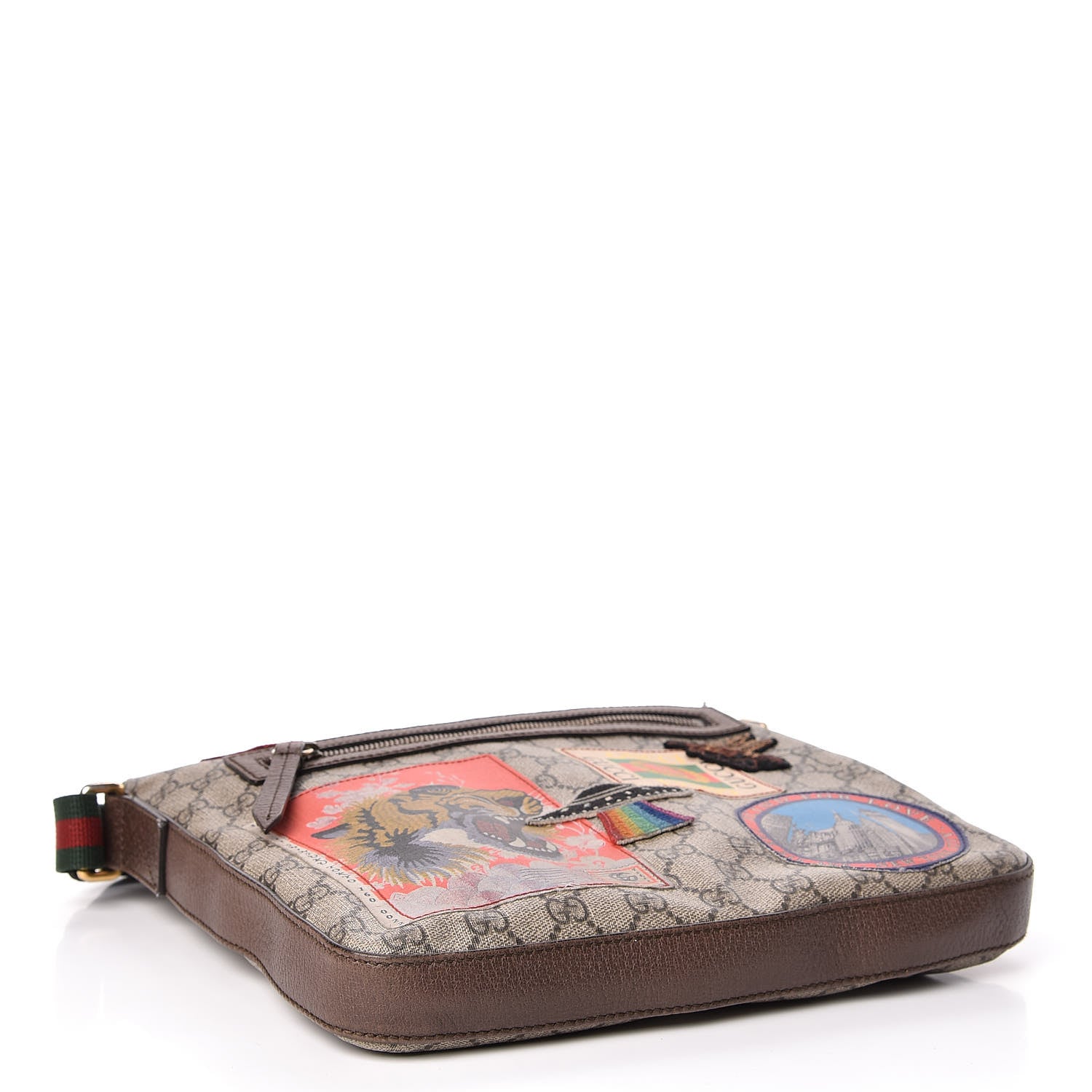 Gucci Soft GG Supreme Monogram Courrier Web Medium Flat Messenger Bag Beige New Acero Multicolor 4 of 12