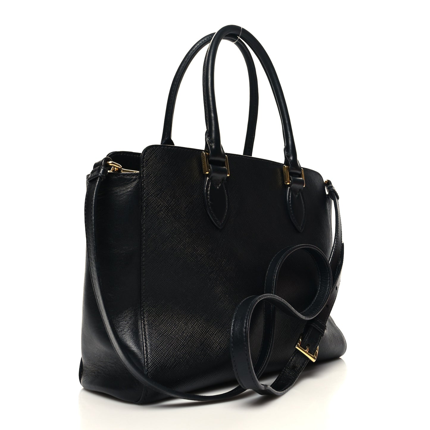 Saffiano Metal Top Handle Black
