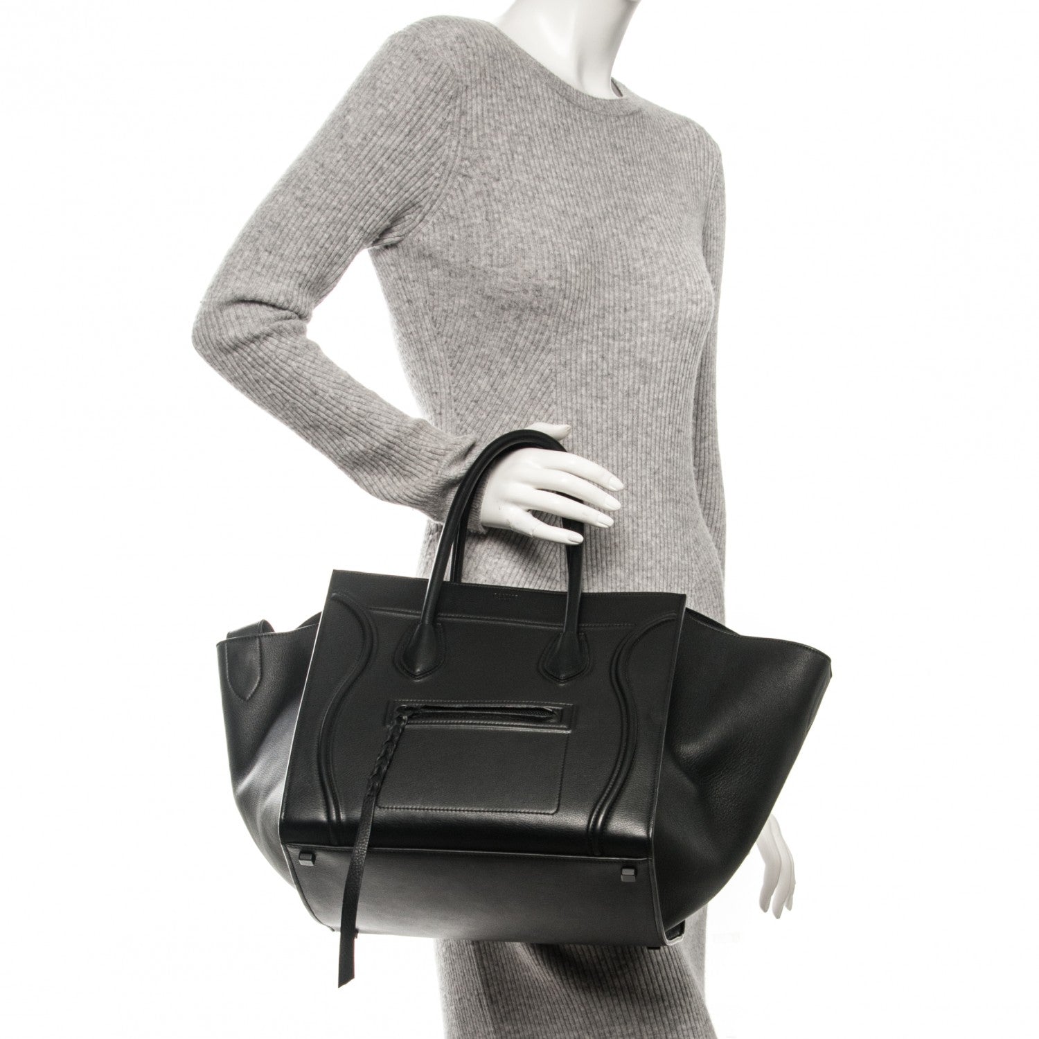 Celine Supple Calfskin Medium Phantom Luggage Black 2 of 7