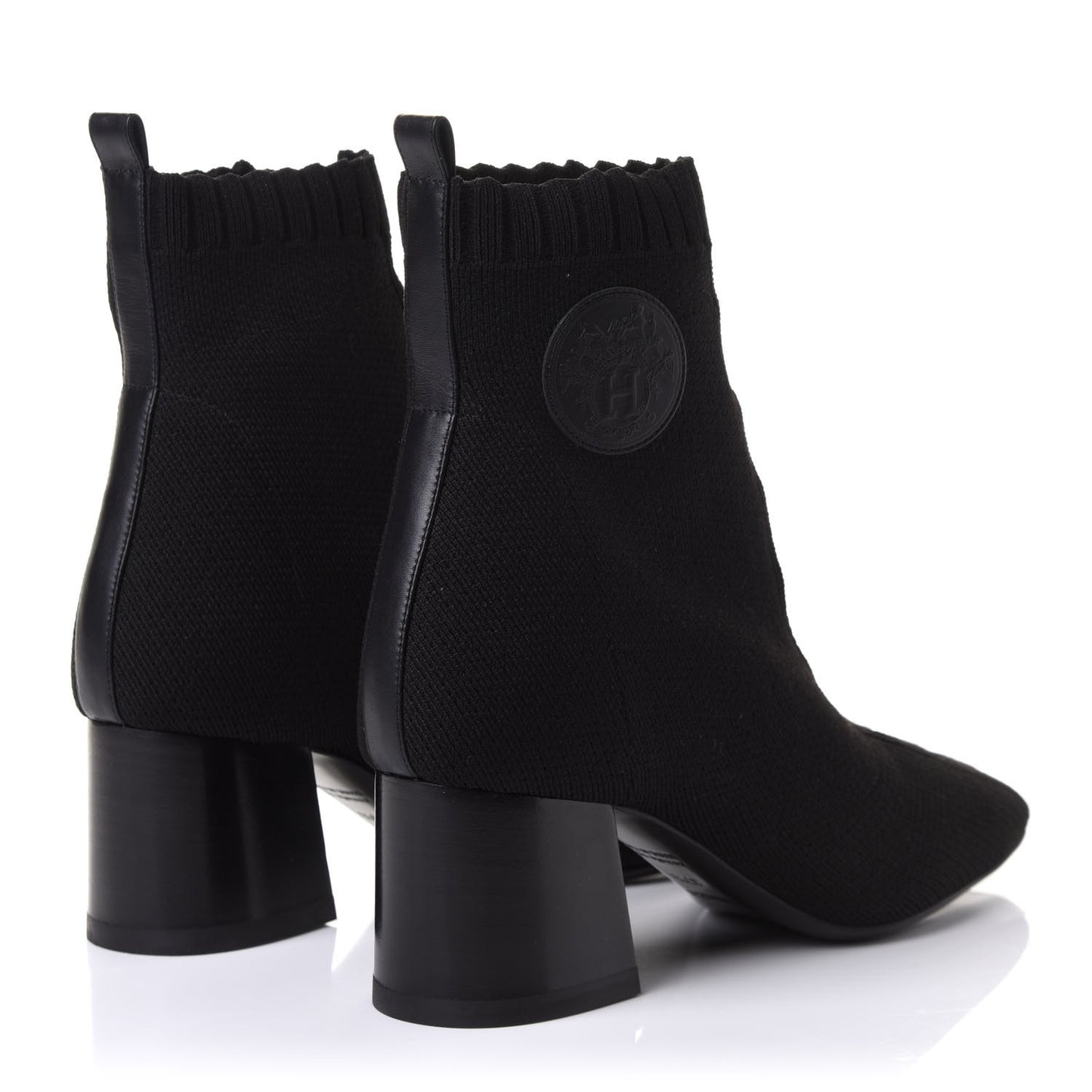 Knit Calfskin Volver Ankle Boots 37.5 Black