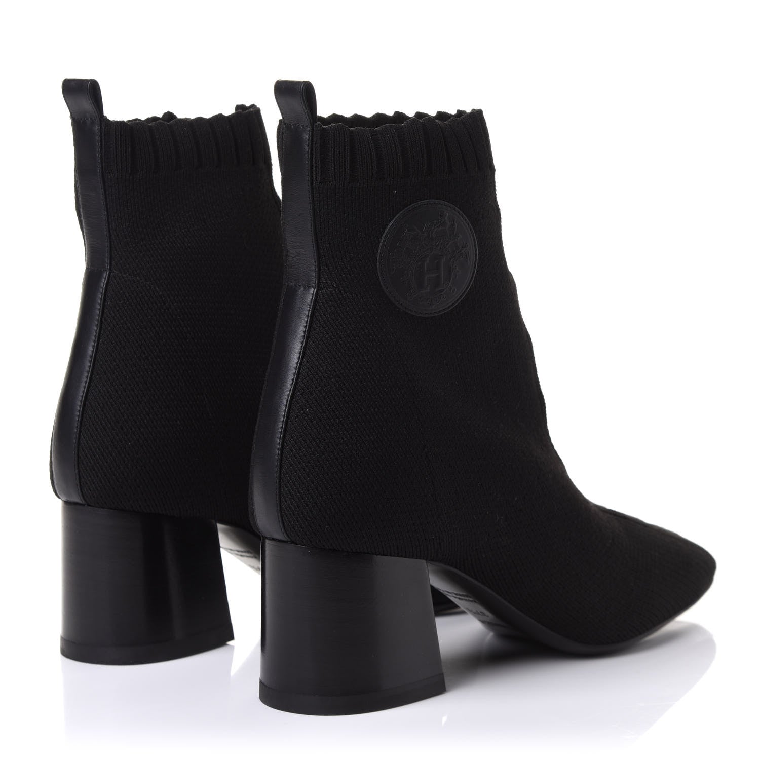 Hermes Knit Calfskin Volver Ankle Boots 37.5 Black 4 of 9