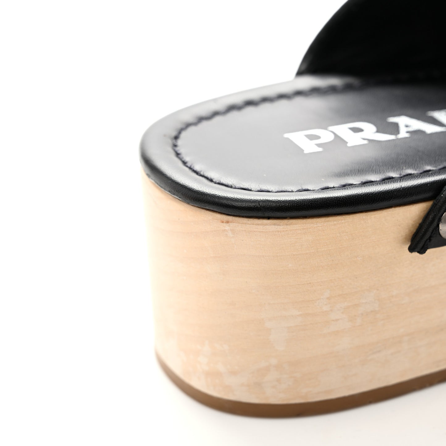 Natural Calfskin Metal Triangle Logo 45mm Clogs 40 Black Sabbia