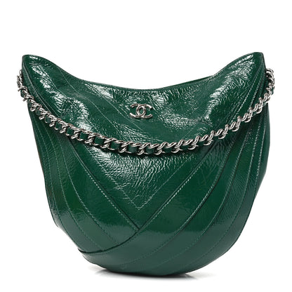 Chanel Crumpled Patent Droplet Hobo Green 1 of 10