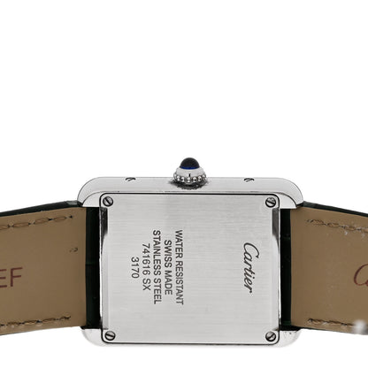 Cartier Stainless Steel Alligator 24mm Tank Solo Quartz Watch Green 4 of 4