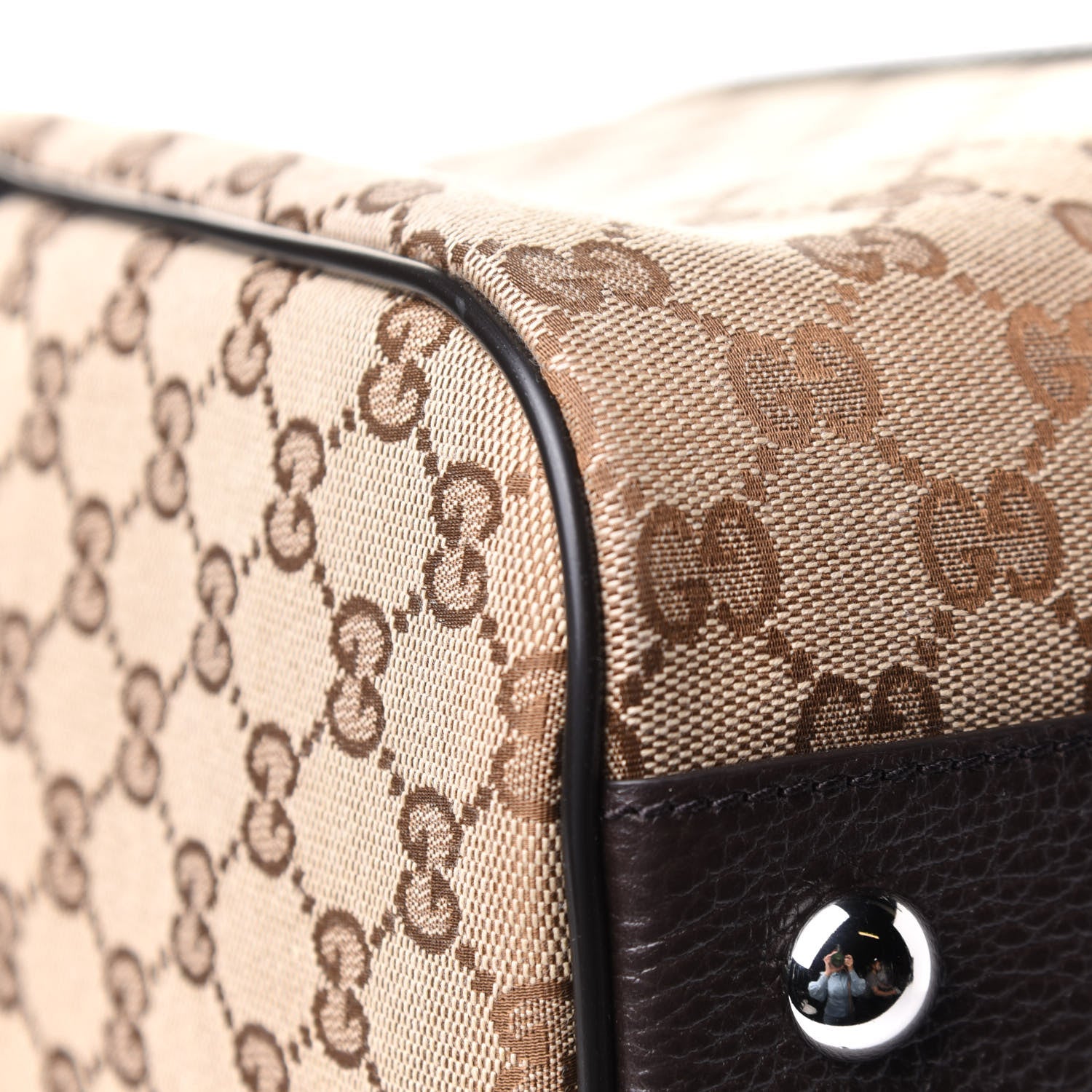 Gucci Monogram Dollar Calfskin Boston Duffle Bag Beige Ebony Testa di Moro Marrone Scuro 11 of 12