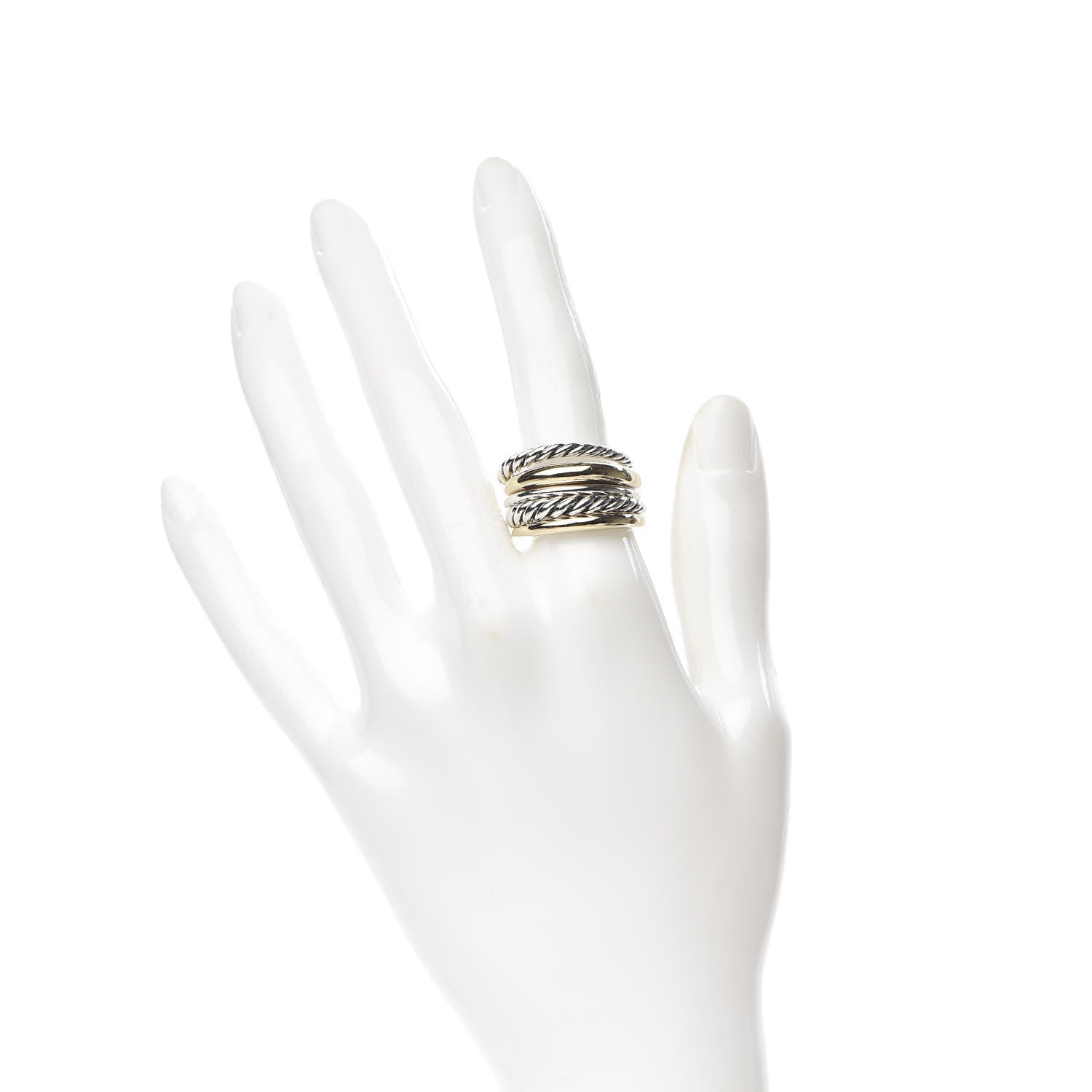 David Yurman Sterling Silver 18K Yellow Gold Wide Pure Form Ring 55 7.25 2 of 5