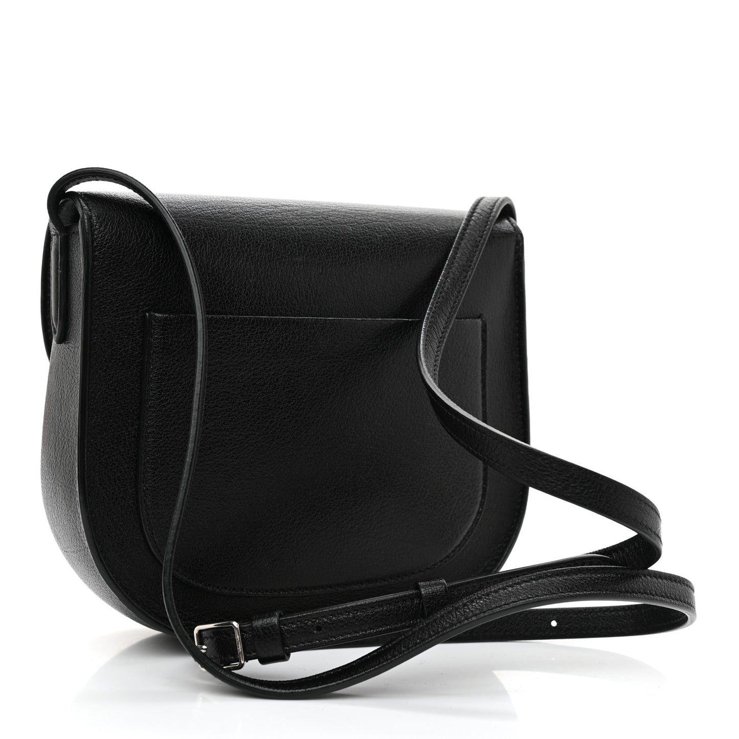Shiny Textured Calfskin Small Trotteur Black