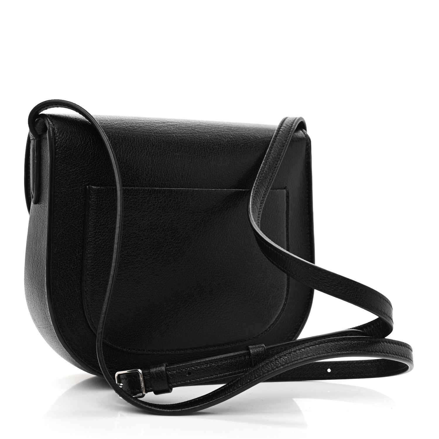 Celine Shiny Textured Calfskin Small Trotteur Black 3 of 8