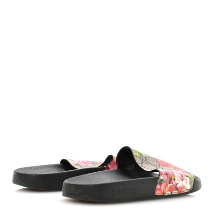 Gucci GG Supreme Monogram Blooms Slide Sandals 37 Beige Multicolor 5 of 8