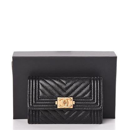 Chanel Caviar Chevron Quilted Boy Flap Card Holder Black 10 of 10