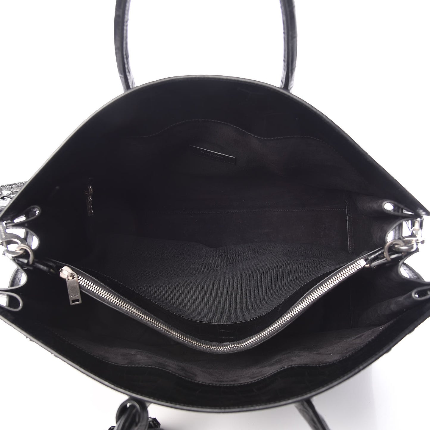 Calfskin Crocodile Embossed Large Souple Sac De Jour Black