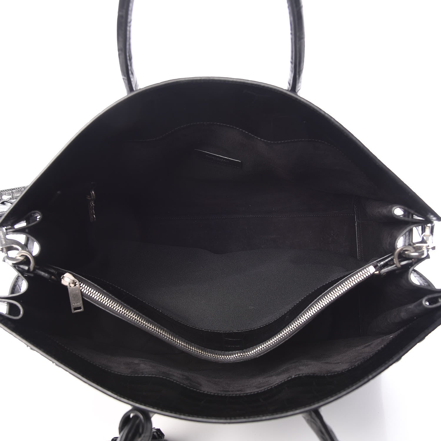 Saint Laurent Calfskin Crocodile Embossed Large Souple Sac De Jour Black 5 of 9