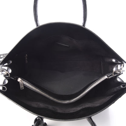 Saint Laurent Calfskin Crocodile Embossed Large Souple Sac De Jour Black 5 of 9