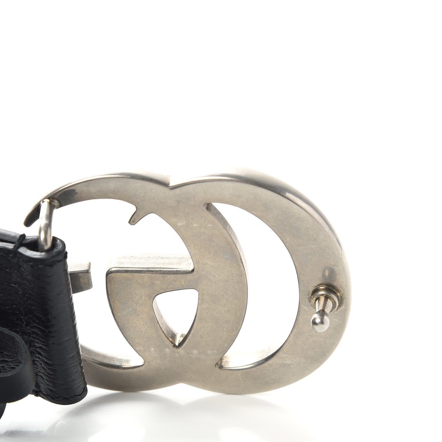 Gucci Textured Dollar Calfskin Nickel Double G 40mm Belt 80 32 Black 4 of 6